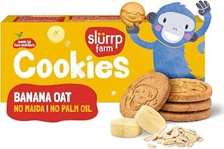 Slurrp Farm No Maida No Palm Oil Banana Oat Multigrain Cookies | Yummy Biscuits made with Oats, Jowar and Whole Wheat Flour | Tasty Cookies for Kids | 80g