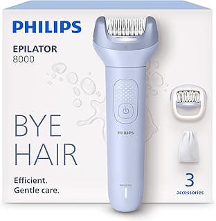 PHILIPS Epilator Series 8000 - Cordless Wet & Dry Electric Epilator for Legs and Body, with ProGuide, 3 Attachments, 60 Min Runtime, Model BRE708/00
