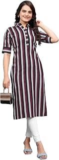 Generic Women Printed, Striped, Solid Pure Cotton Straight Kurta (Black, Multicolor)