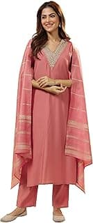 Gerua By Libas Yoke Design Silk Blend Straight Kurta With Trouser and Dupatta