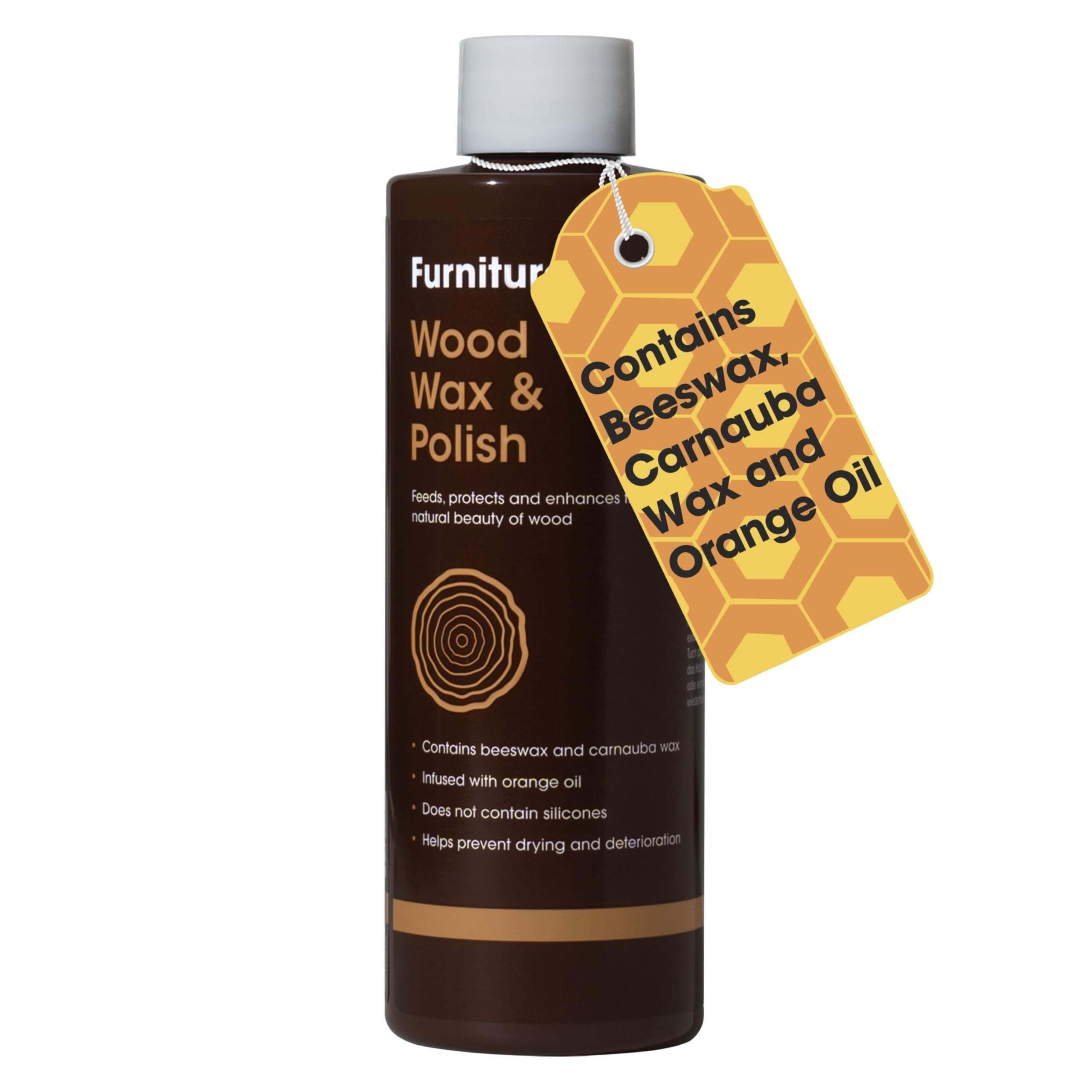 Furniture Clinic Wood Wax & Wood Polish - Orange Scented Polish Great for Finished or Unfinished Wood, All Natural Furniture Polish That Adds a Protective Coating (250 ml)