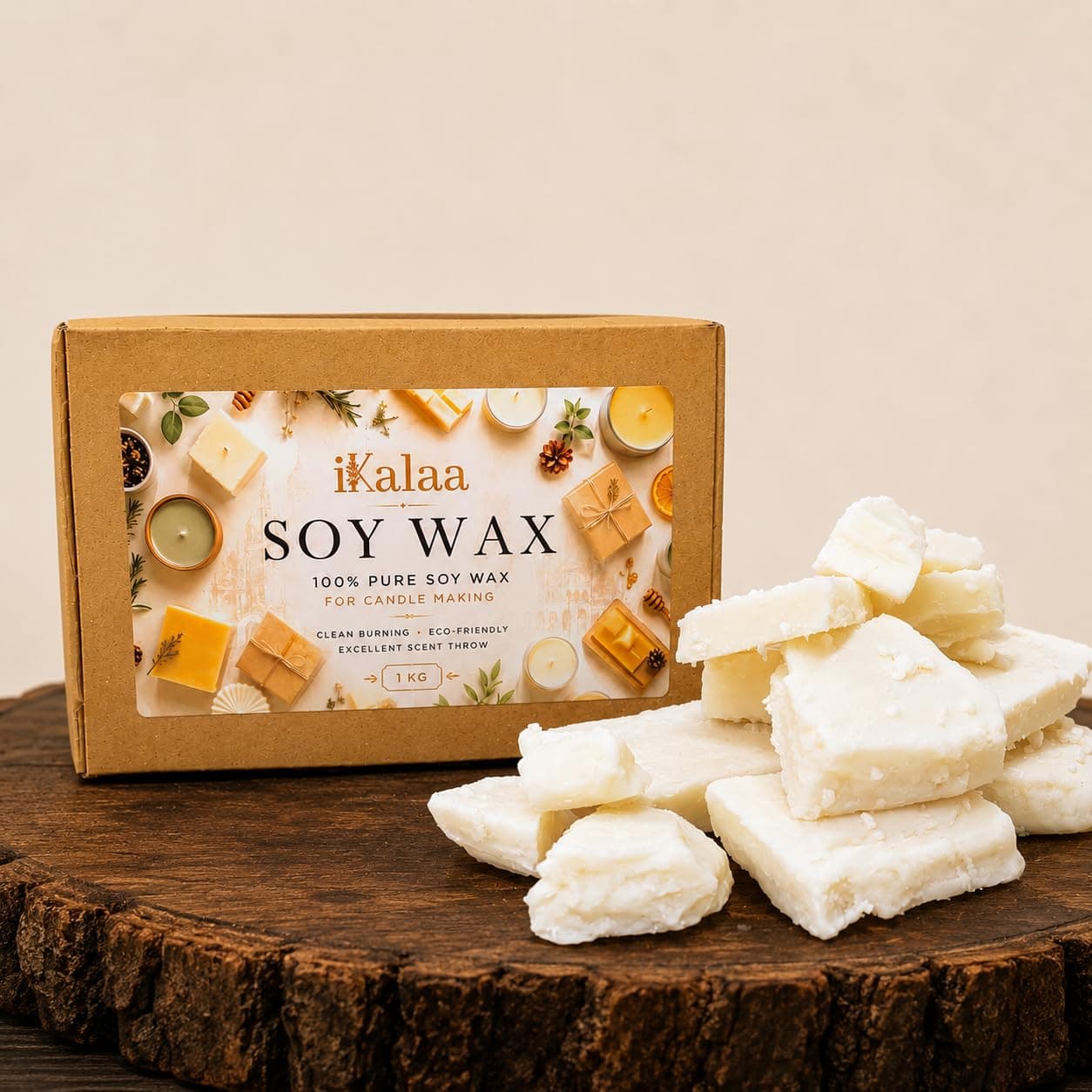 iKalaa® 100% Pure Soy Wax 1kg for Candle Making, Natural & Eco-Friendly