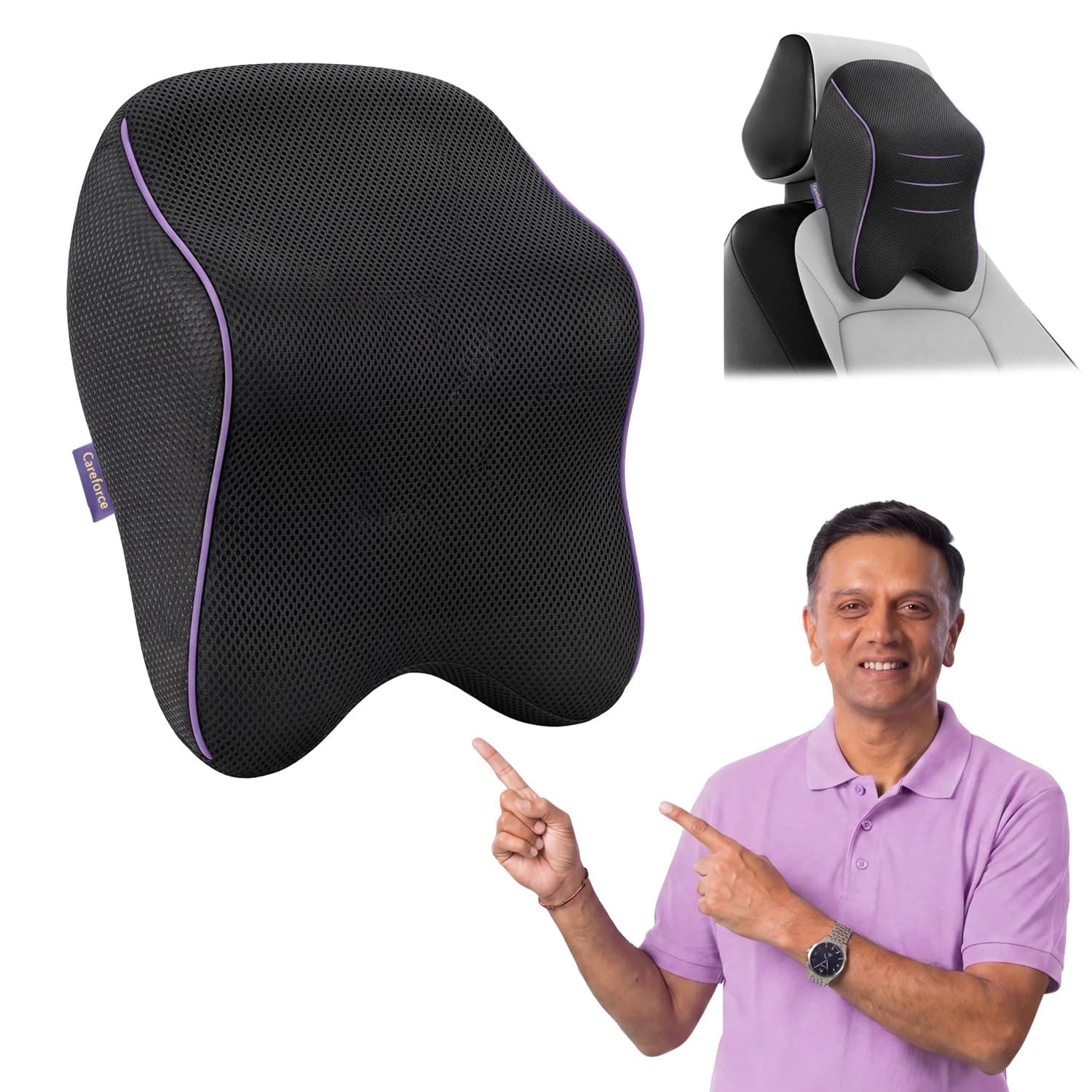 Careforce Neck Rest Pillows | Pillow for Head Rest Memory Foam Neck | Office Chair Posture | Pillows & Cushions for Head & Neck in Travel for All Black Long
