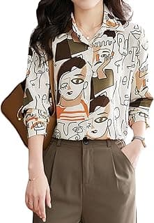 TOPLOT Women's Shirt | Stylish Top Design | Modern Abstract & Floral Prints | Classic Collar with Front Closure for Polished and Everyday Styling | Long Sleeve Casual (5110)