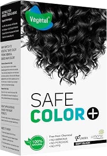 Vegetal Safe Hair Color - Soft Black 50gm - Certified Organic Chemical and Allergy Free Bio Natural Hair Color with No Ammonia Formula for Men & Women