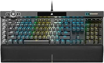 Corsair K100 RGB Optical-Mechanical Gaming Keyboard with OPX RGB Optical-Mechanical Key Switches and AXON Hyper Processing Technology for 4X Faster and 44-Zone RGB Light Edge (Black)