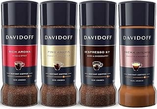 Davidoff Instant Coffee Combo Pack By Cougar | Rich Aroma, Fine Aroma, Espresso 57 & Crema Intense | 4 Jars x 100g Each | Premium 100% Arabica Coffee | Strong Aroma & Smooth Taste for Long Active Days - (Imported)