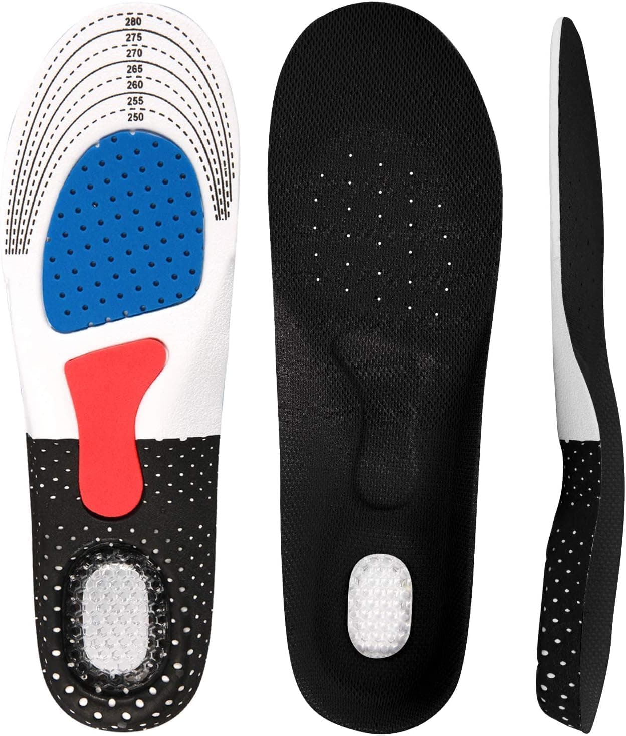 RENESMEE 1 Pair Silicone Gel Insole Orthotic Arch Support Shoe Pad for Sport as well as Running Shoes Anti Fatigue Insole for Men and Women| Benefit of Absorption with Massaging (Size 8-12)