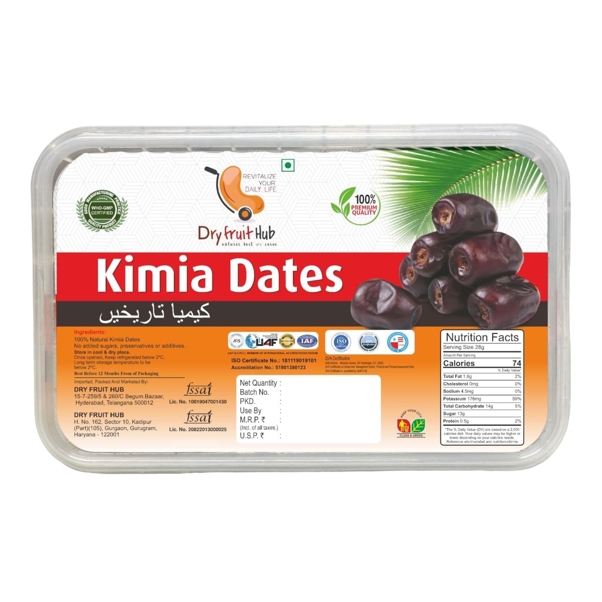Dry Fruit Hub Kimia Dates 2kg Pack Of 4 Each,Fresh Mazafati Dates 100% Original Kimia Healthy Snacks, No Added Preservatives