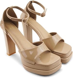 JM LOOKS Women's Chunky Block Heels Platform High Heels Sandals Open Toe Wedding Party Ankle Strap Dress Shoes