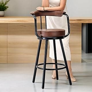 Kitchen Stool of Iron Office Visitor Study Chair Computer Labs Hostel School Library Chair Without arm Rest with Cushion seat Back (Brown) 1pc