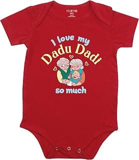 Fflirtygo Fflirtygo I Love My Dadu Dadi So Much Romper Baby Wear Cotton Infants sleepsuit/Onesize/kids dress Dress Red Color for Boys and Girls