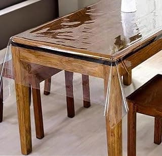 CASA-NEST PVC Transparent Waterproof Clear Table Cover 2-4 Seater -Without Border Or Lace-40X60 (Width X Length Inches(Imported Quality) Rectangular Plain001