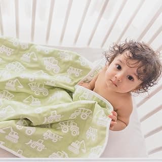 TIDY SLEEP Baby Blankets 6 Layer Wraper 100% Cotton Stroller Cover Receiving Blankets, Green (100 Cm X 90 Cm), Breathable