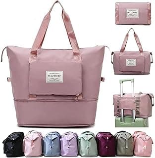 Wazdorf Nylon 41 Liter Expandable Travel Bags for Women, Duffle Bags for Women Luggage, Foldable Vanity Traveling Bag, Waterproof Hand Bag for Ladies Personal Items,Pink