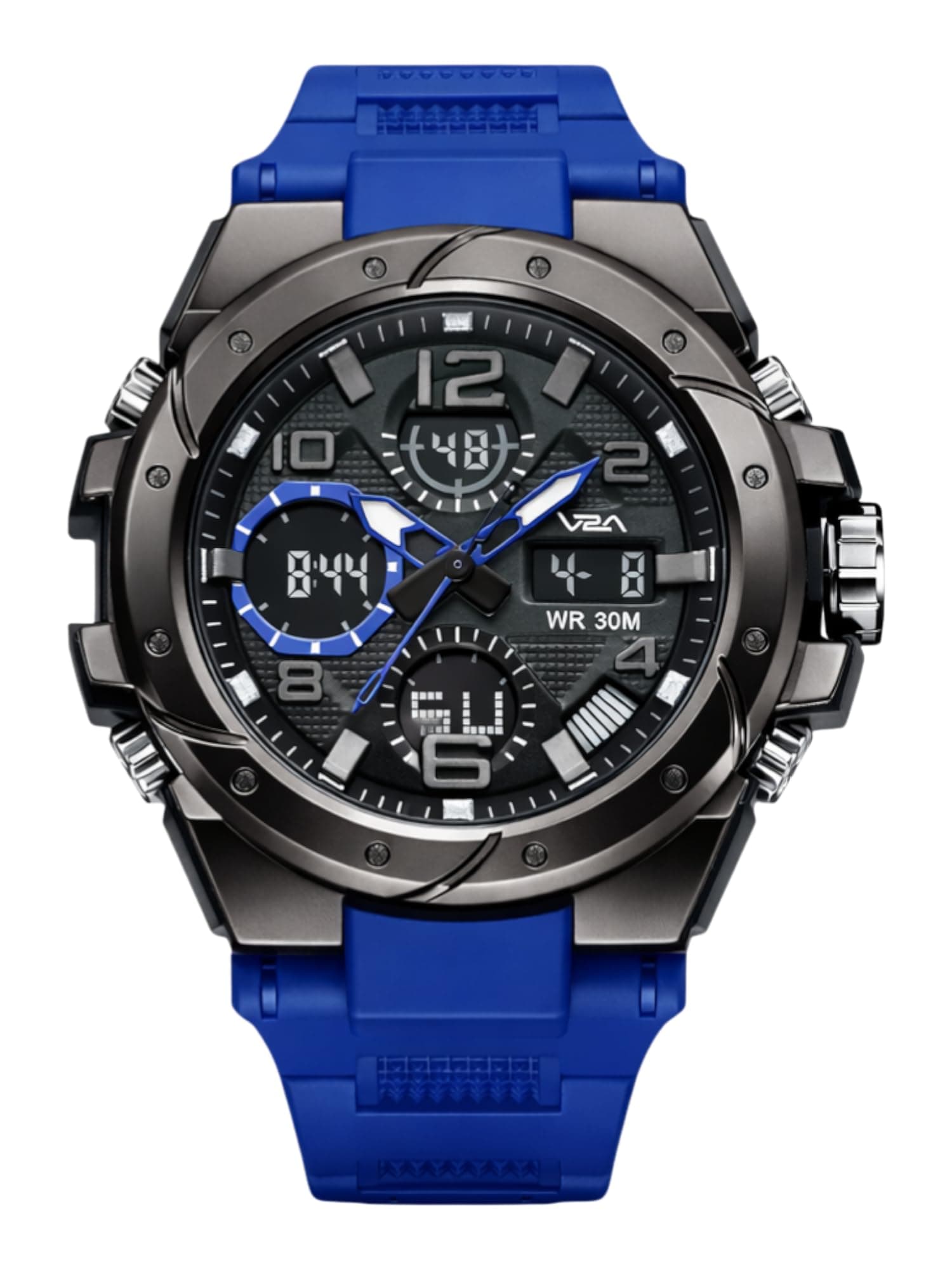 V2A Styrke 5110 Analog Digital Watch for Men | Hybrid Multi Display Dial | Alarm Stopwatch Day Date 12/24 Hr | TPU Strap | 30M Water Resistant