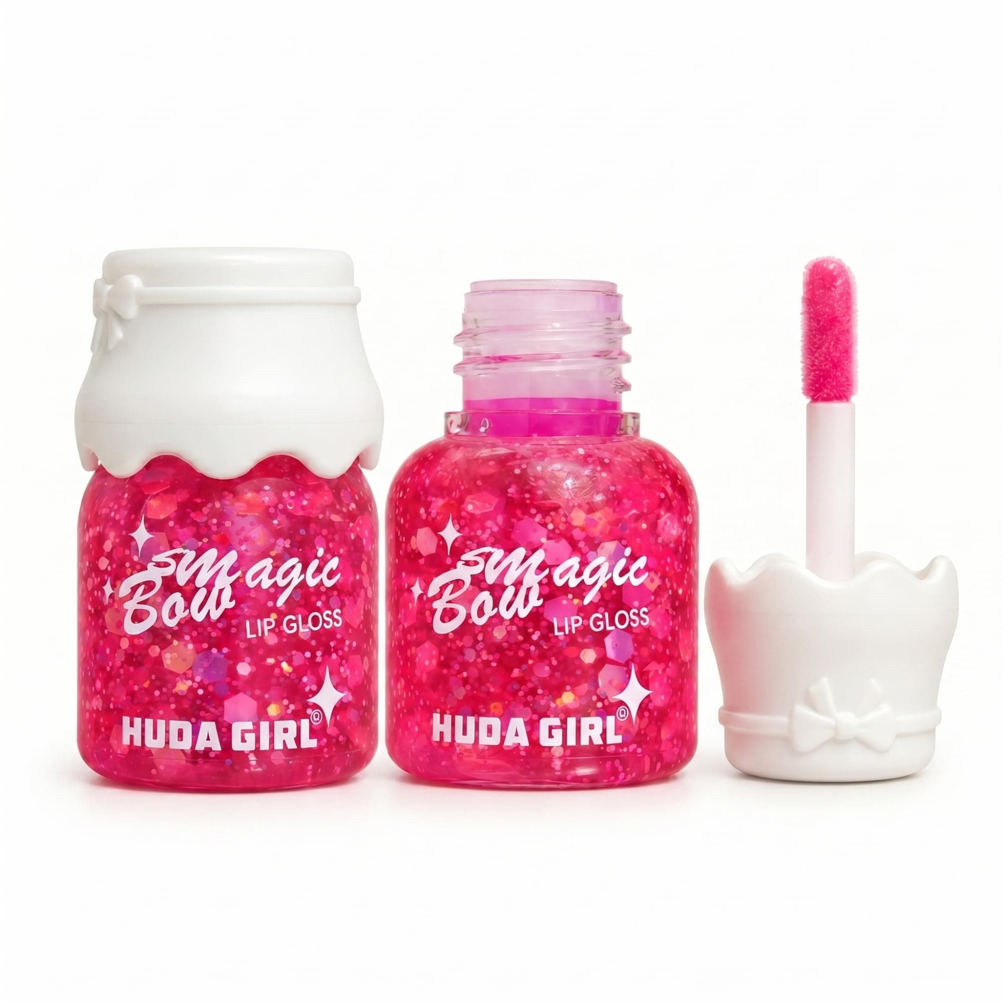 HUDA GIRL Swiss Lip Gloss, 2 pc | Lip Plumping Hydrating, Girls and Women, Waterproof Longlasting Color Changing, Glitter, Radiant Shine