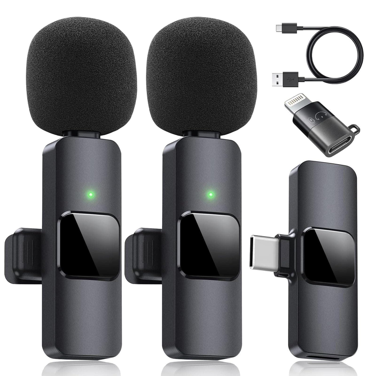 GADGETSWEAR Wireless Lavalier Microphone, USB Type-C Support with Furry Noise Cancellation for Youtuber, Vlogging, Podcast, Content Creation, Meeting