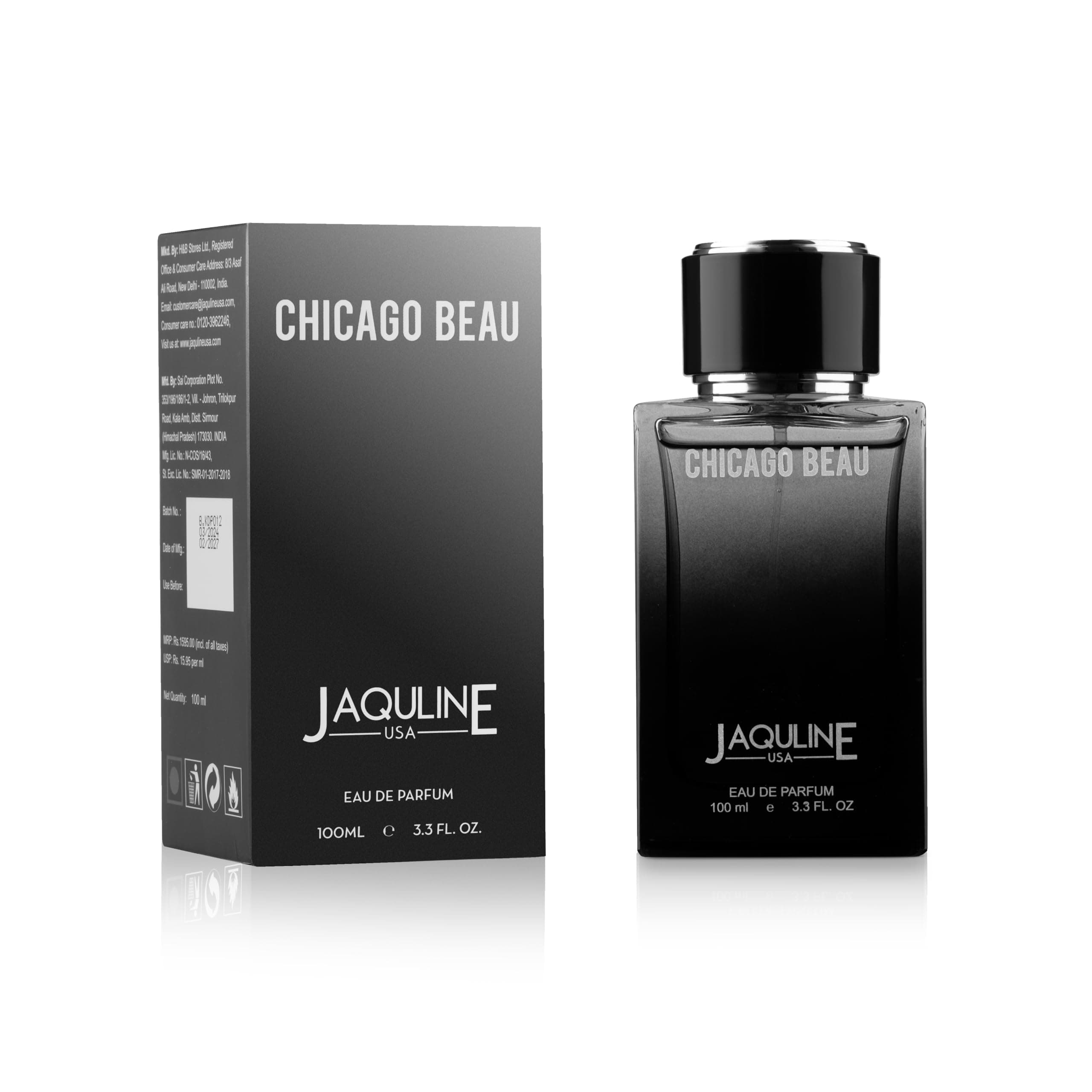 JAQULINE USA Chicago Beau Premium Long Lasting Perfume for Men | Woody, Citrus & Musky | Sophisticated Versatile Fragrance - 100ml