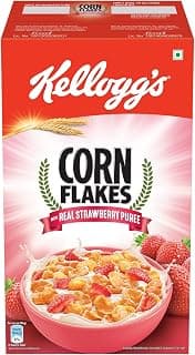 Kellogg's Corn Flakes with Real Strawberry Puree 575g | High in Iron, Vitamins B1, B2, B3, B6, C | Corn Flakes, Breakfast Cereal | Naturally Cholestrol Free