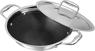 Vinod SAS Pro Platinum Triply Stainless Steel Extra Deep Kadai - 24 cm, 3.2 L | HexaShield Design Stick-Resistant Surface | Metal Spatula Safe | Healthy Cooking | Induction & Gas Base | PFOA Free