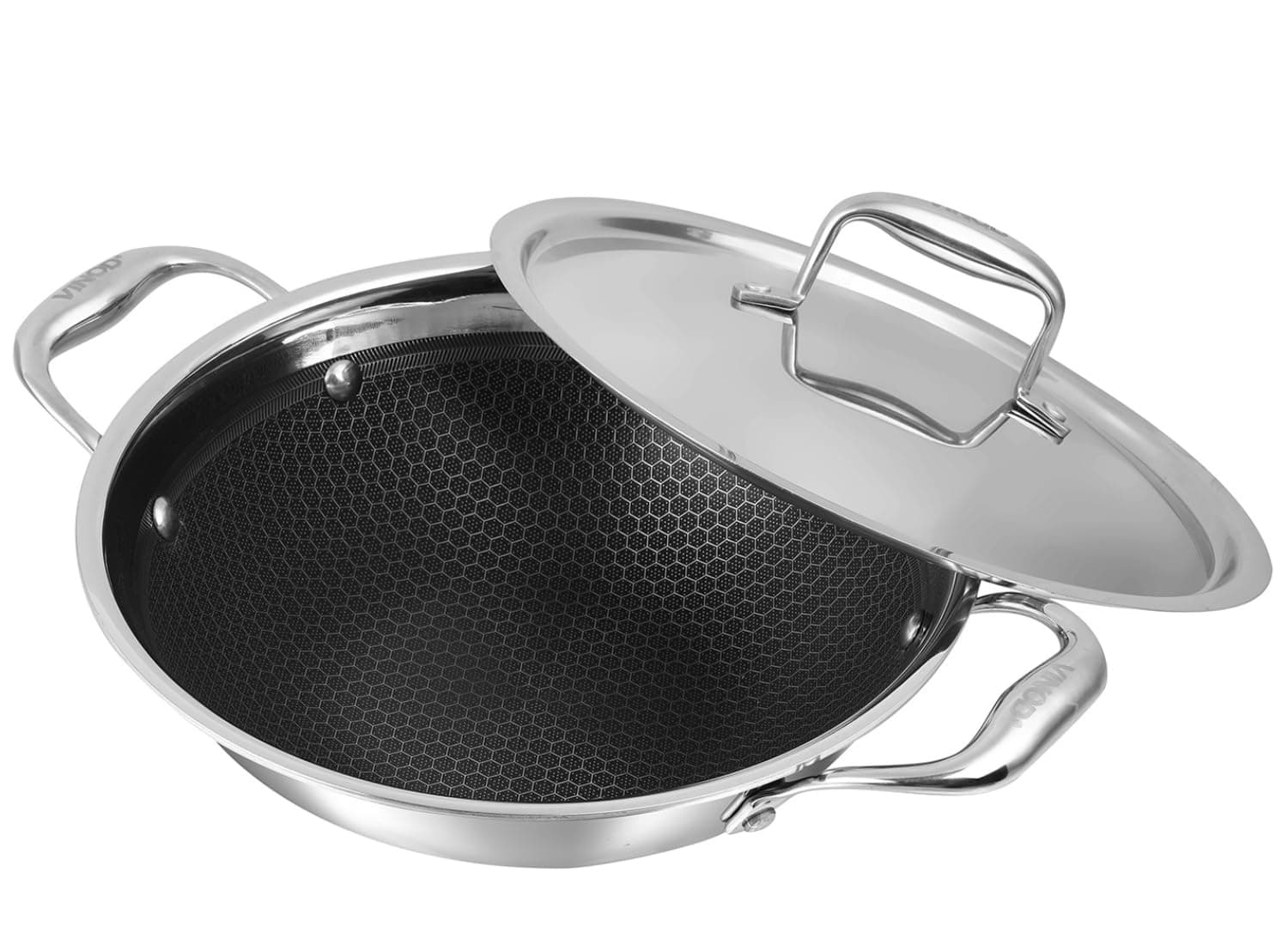 Vinod SAS Pro Platinum Triply Stainless Steel Extra Deep Kadai - 30 cm, 5.5 L | Hexa Shield Design Stick-Resistant Surface | Metal Spatula Safe | Healthy Cooking | Induction & Gas Base | PFOA Free