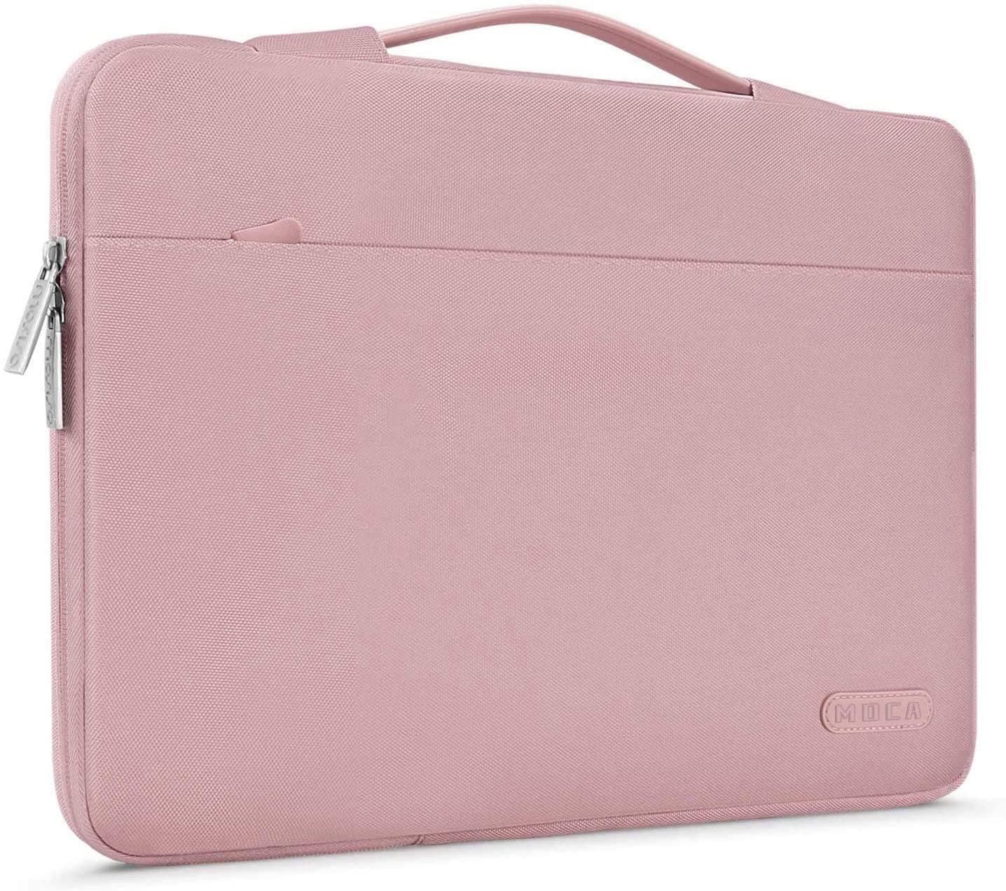 MOCA Waterproof Nylon Exterior with Soft Velvety Interior Sleeve Bag Pouch Carry Case for 15 15.4 15.6 inch Laptops (Pink, 15.6 Inch)