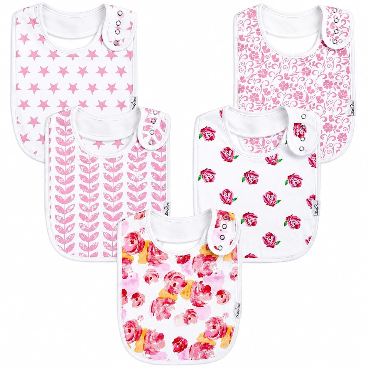 KiddyStar Double Layer Bandana Bibs - Thick, Multi Snaps, Organic Cotton - Soft & Absorbent - For Drooling, Teething, Feeding