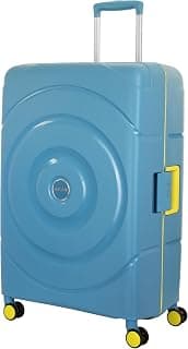 American Tourister Large Polypropylene Circurity+ 77 Cm 8 Wheel with 3 Point TSA Lock Hard Trolley Bag for Travel|Small Suitcase Double Wheels & Flexi Packing Straps for Men & Women-Larkspur,Blue