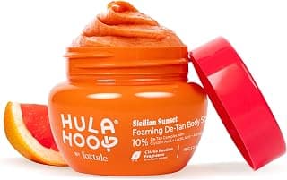 Hula Hoop Foaming 10% De-Tan Body Scrub by Foxtale | Tan Removal & Soft-Smooth Skin | 5% Glycolic Acid, Lactic Acid & Azeloglycine | For Women & Men | All Skin Types | 75g