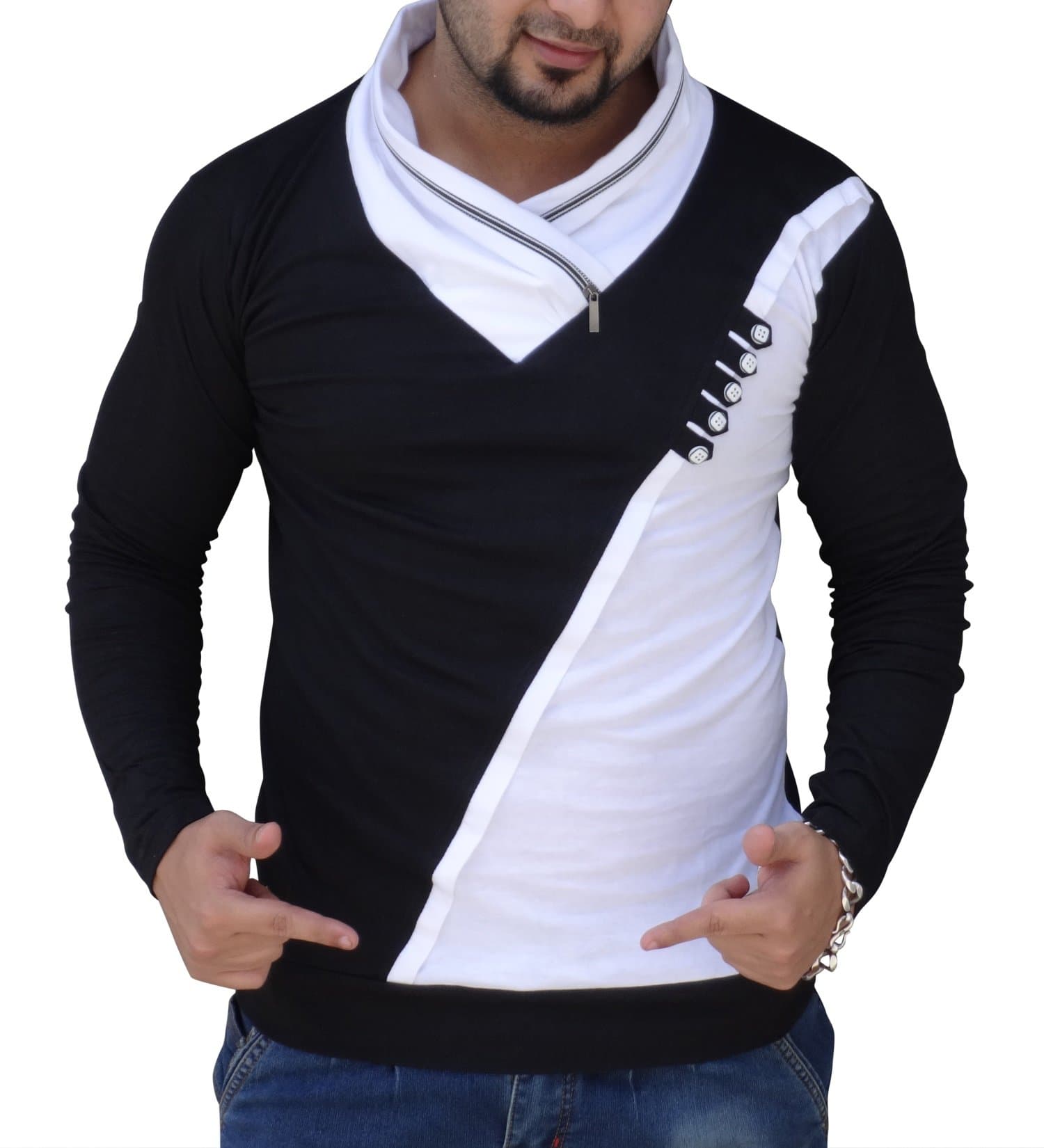 Black Collection Men's Plain Slim Fit Full Sleeve T-Shirt