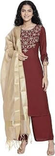 Aurelia Women's Viscose Kurta with Palazzo & Duppata