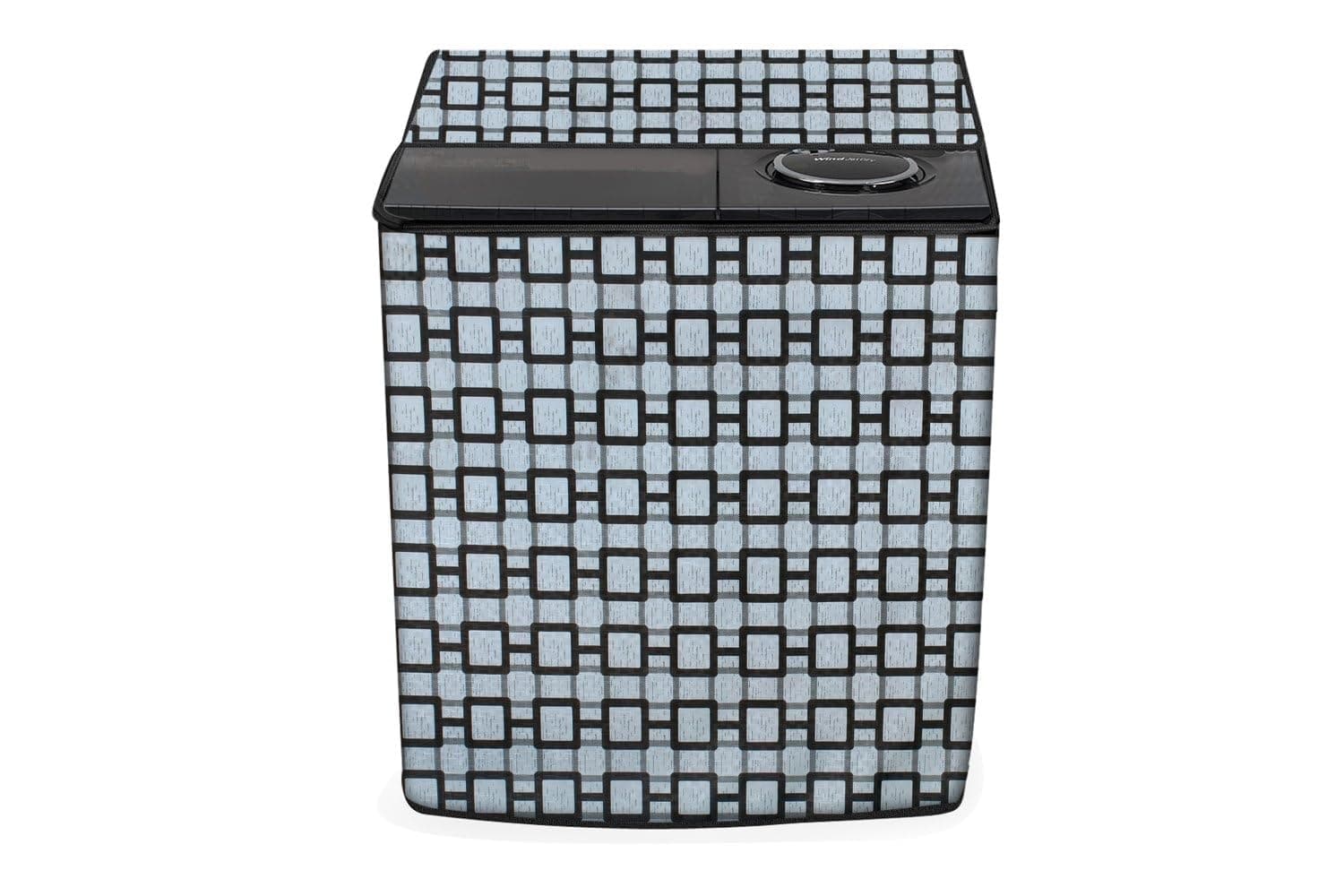 Stylista PVC Washing Machine Cover Compatible for Samsung 7 Kg Semi-Automatic Top Loading WT70M3000UU/TL, Lattice Pattern Grey