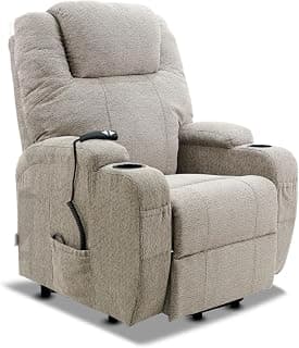 KosmoCare Recliner Chair with German Motor | Recliner Sofa 1 Seater with Large Seat | Living Room Chair with Space Saving Recliner| Sofa Chair for Elderly - Stainless Steel - Coffee