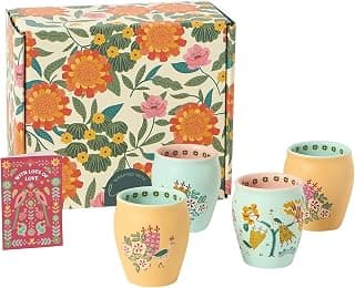 Chumbak Jaipur Gardens Kulhad Gift Box – Set of 4 Tea & Coffee Cups, Handcrafted Stoneware, Indian Mug Set for Hot Beverages, Stylish Gifting & Home Décor, Valentines Gift for Woman