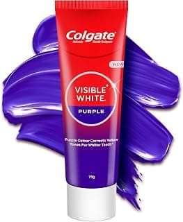 Colgate Visible White Purple Toothpaste for Teeth Whitening, Colgate Toothpaste with Fluoride, Tooth Paste Helps Remove Surface Stains, Whitens Yellow Teeth, Enamel-Safe for Daily Use Paste (75g)