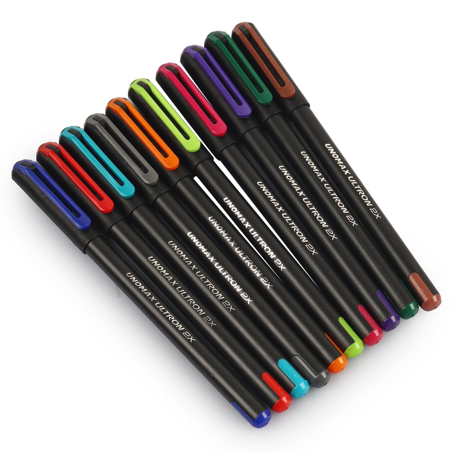 Unomax Fashion Ball Pen Pack of 10 (Assorted) |Professional Ergonomic Design for Daily Use, Exam-Friendly | Budget-Friendly, Pocket-Friendly, Ultra-Fine, Ergonomic Design