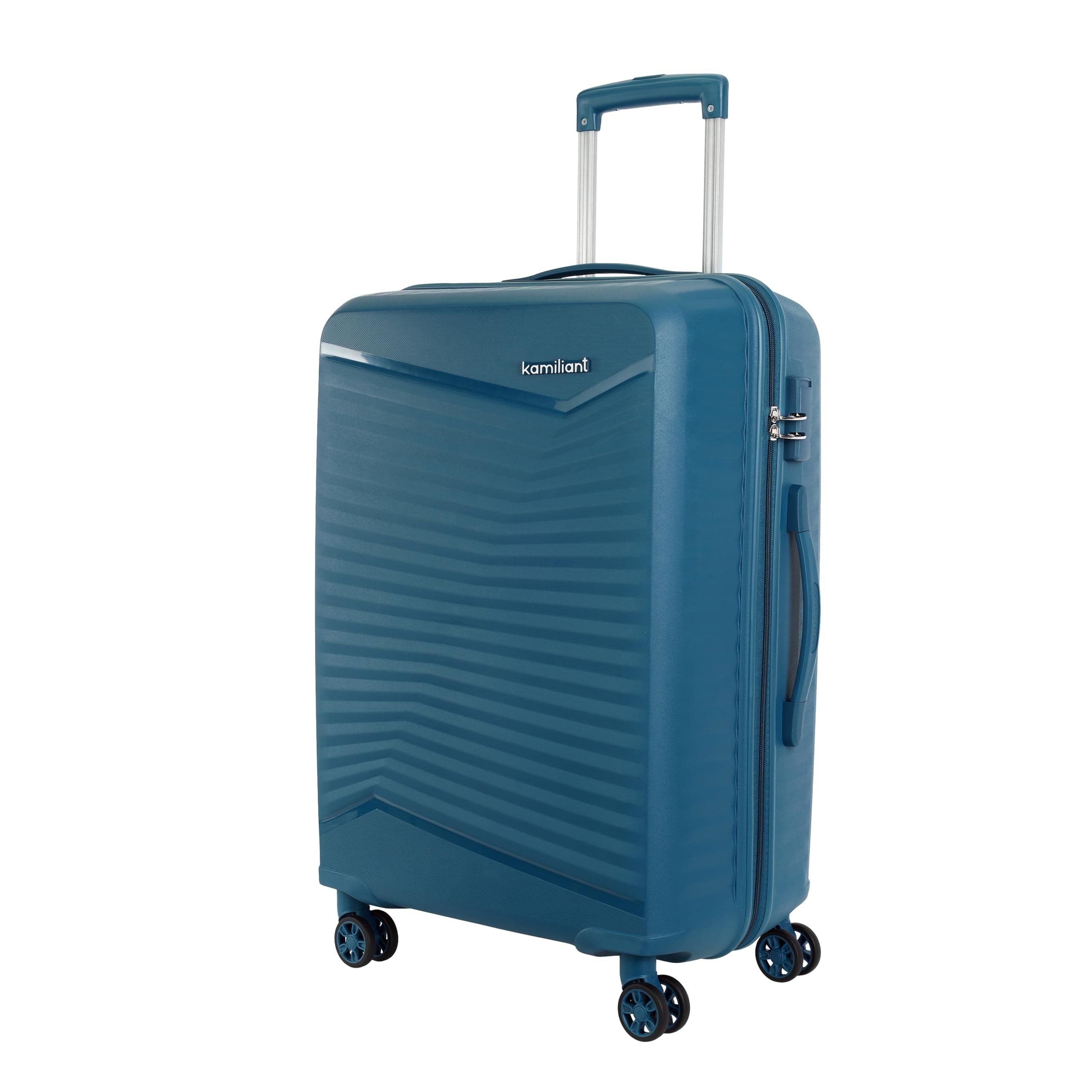 Kamiliant by American Tourister Rock-Lite Medium 68 Cm Check-in Hard Sided Trolley Bag for Men & Women, Suitcase 66L for Travel with 3 Digit Combination Lock - Deep Ocean