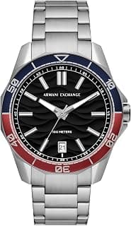 Armani Exchange Stainless Steel Analog Black Dial Men Watch-Ax1955, Silver Band