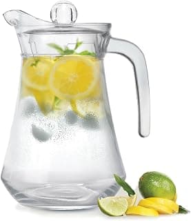 Treo by Milton Conical Fresh 1300 Glass Jug with Lid and Handle, 1 Piece, 1.3 Litre, Transparent | Serve Water | Beverages | Iced Tea | Juices | Cocktail | Milk | Chaas | Shakes