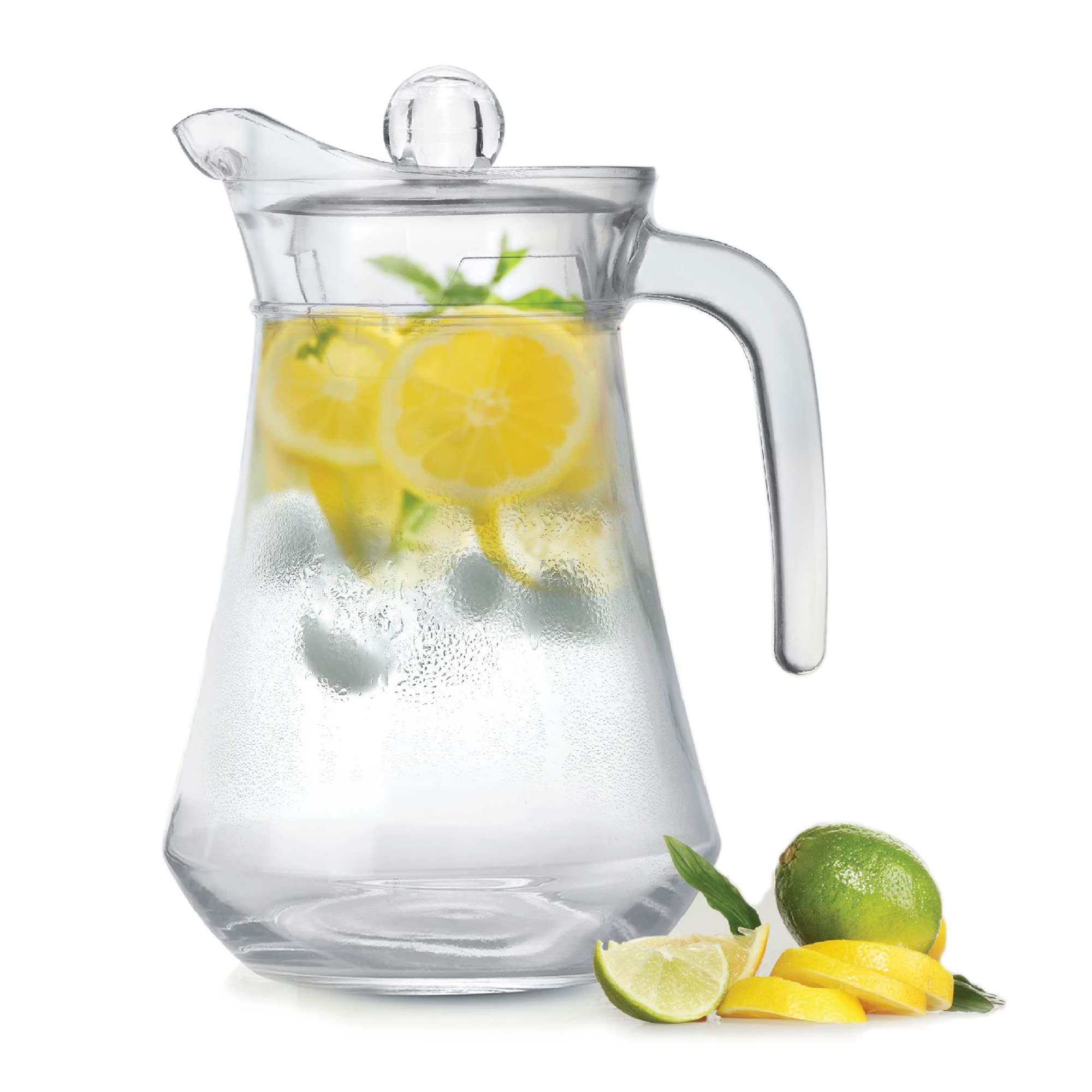 Treo by Milton Conical Fresh 1300 Glass Jug with Lid and Handle, 1 Piece, 1.3 litres, Transparent, Serve Water, Beverages, Iced Tea, Juices, Cocktail, Milk, Chaas, Shakes