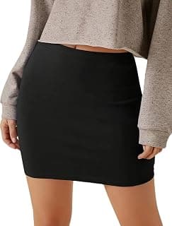 Women's Stretchable Pencil Mini Skirt | Above Knee Cotton Blend Skirt | Black Slim Fit Office, Casual, Comfortable High Waist Fashionable Women’s Skirt