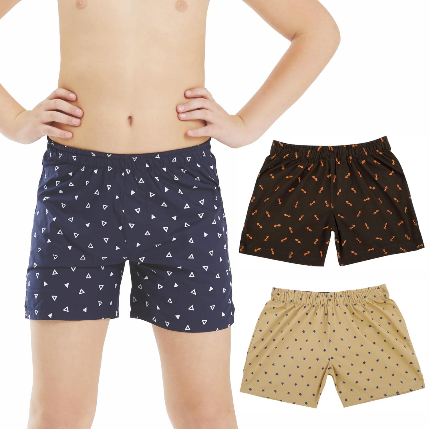 BODYCARE Boys Premium Wooven Shorts Pack of 2 Ultrasoft Breathable Fabric Elastic Waistband-Color & Print May Vary