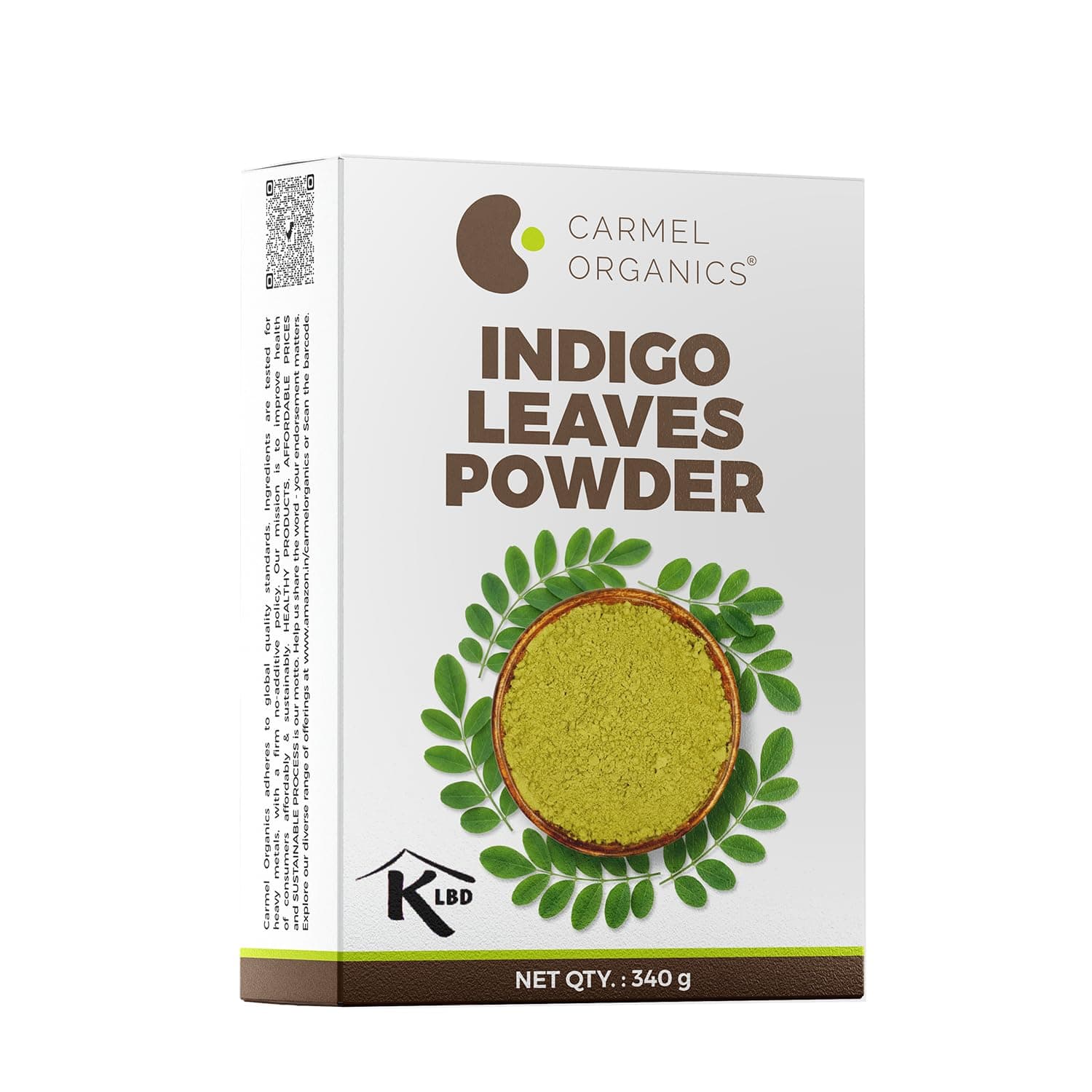 CARMEL ORGANICS Indigo Leaves Powder 340 Grams | Natural Hair Color for Black/Brown Hair, Includes Gloves, Includes Cap
