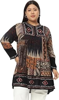 Floral Printed Tunic Blouse Summer Fit and Flare Casual Stylish Longline Top for Women Plus Size