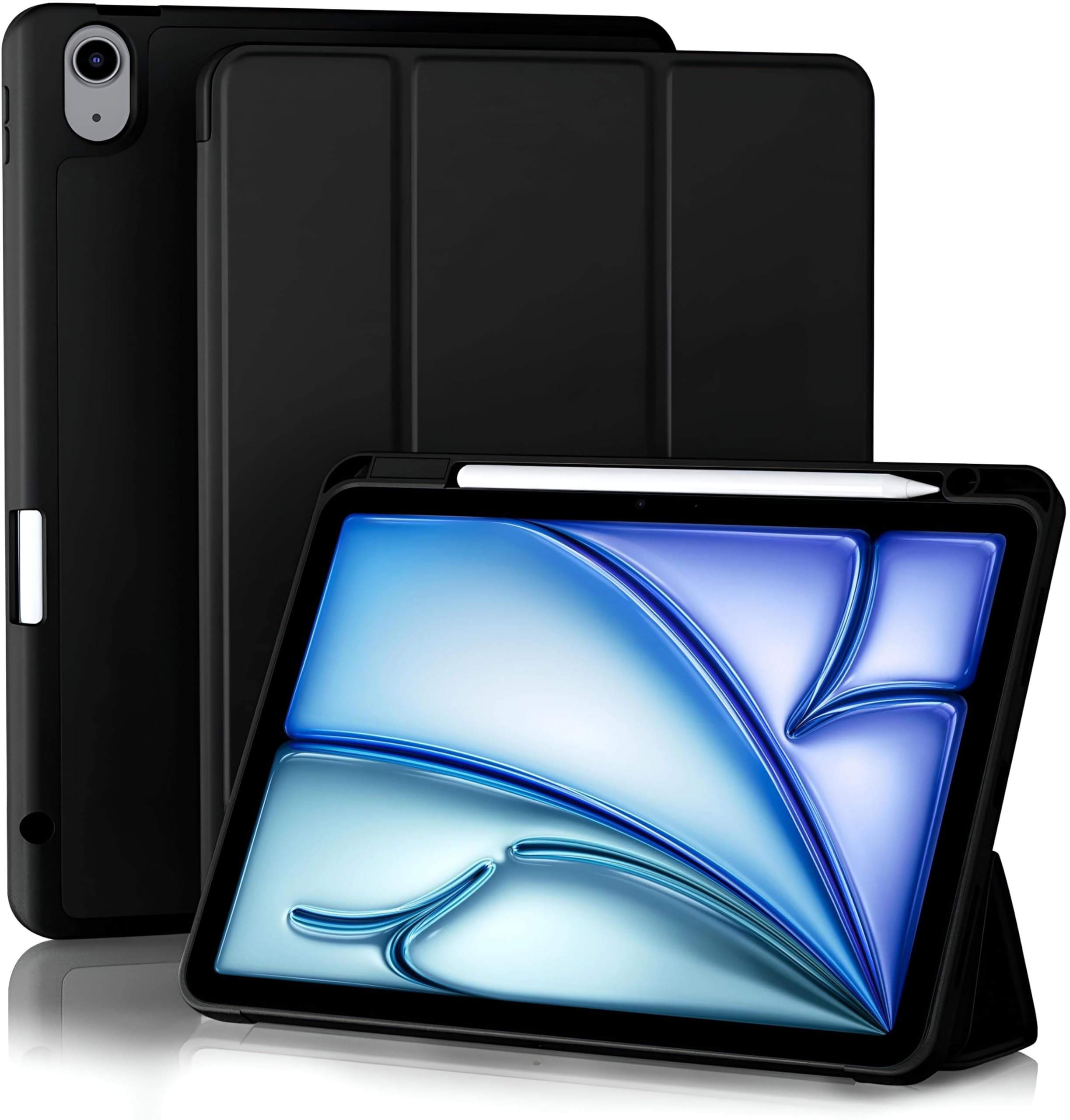 ProElite Case for for Apple iPad Air 11 Inch M4/M3/M2 2026/2025/2024, Air 5th/4th Gen 10.9 inch Pencil Cover for iPad Air [Auto Sleep/Wake Cover] [Pencil Holder] [Soft Flexible Case] Recoil Serie, Black