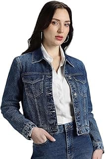 INKD Women's Overdyed Trucker Denim Jacket - Jacket for Women | 100% Cotton | Double Flap Pocket | Regular Fit | Full Sleeve Jacket