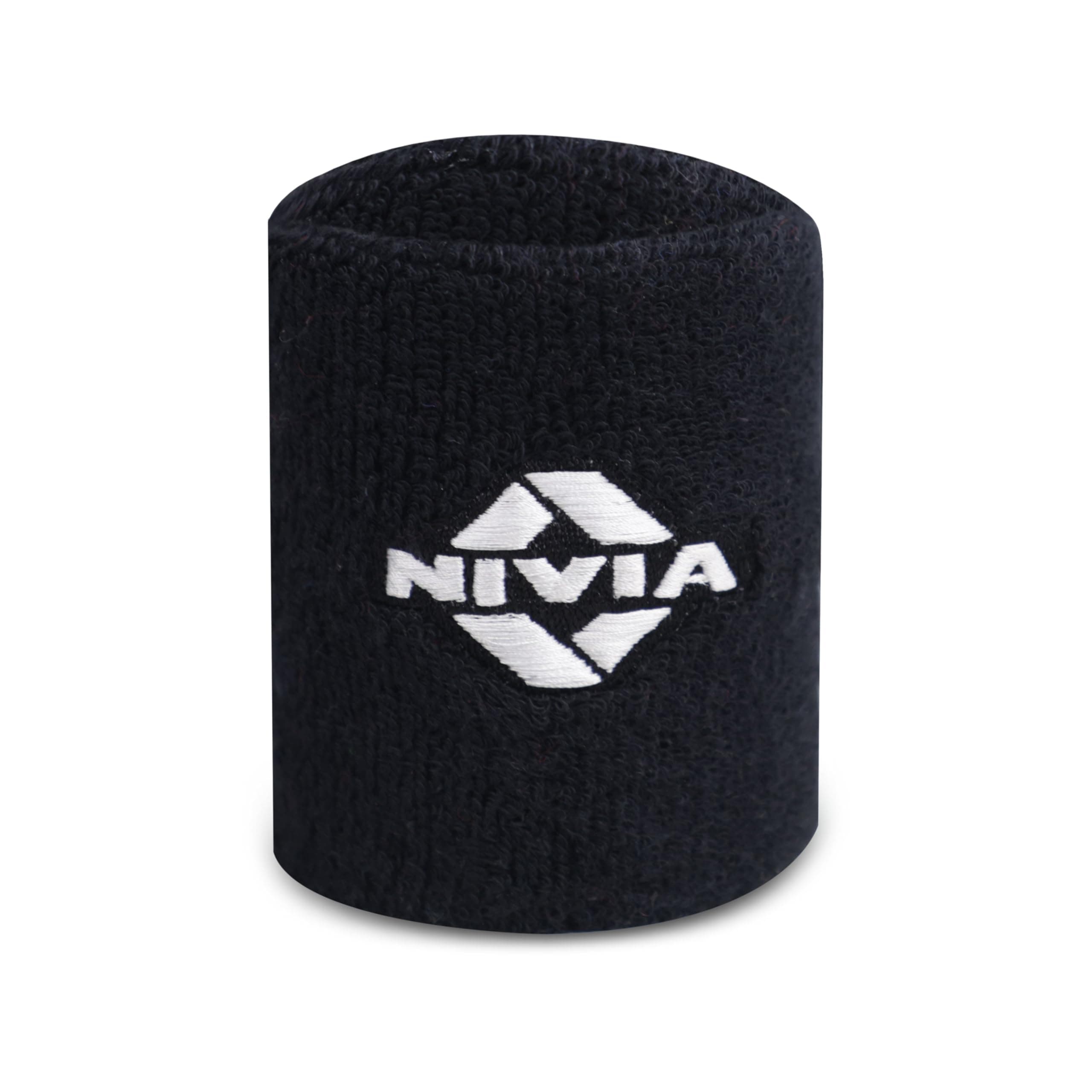 Nivia Sweatband for Men & Women, Wristbands for Tennis, Basketball, Running, Sweat Band for Gym & Athletes (Small, Black)