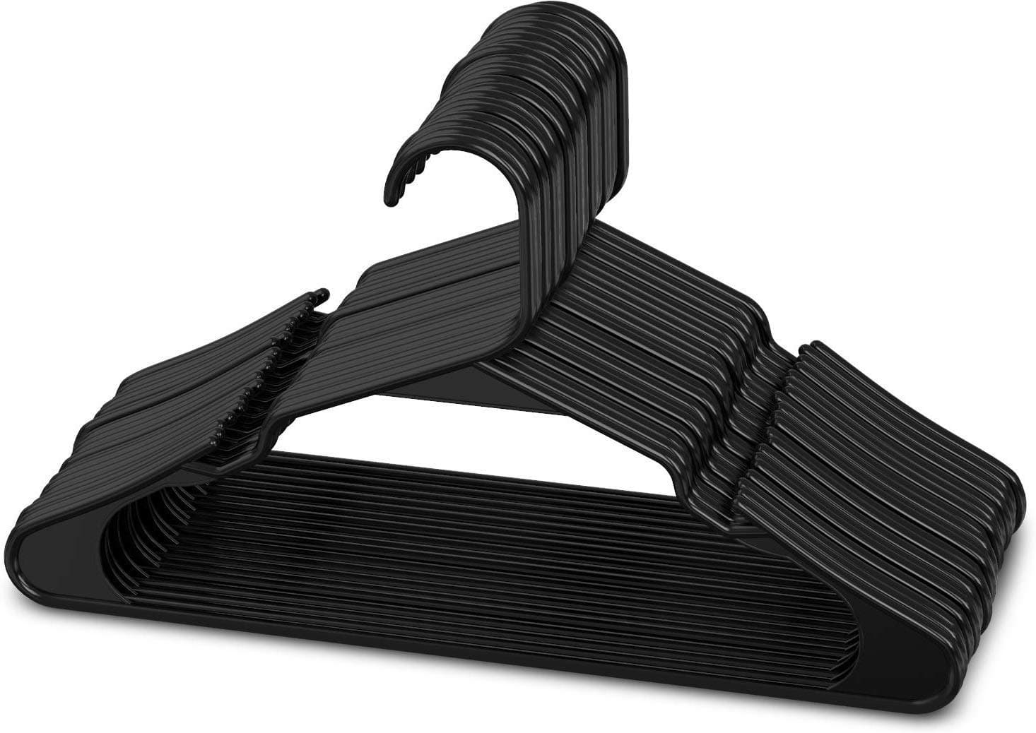 PROTOWARE 18 Pieces Clothe Hangers for Wardrobe - Space Saving Cupboard Storage Organizer - Plastic Hanger Set for Saree, Shirt, Dress (Black)
