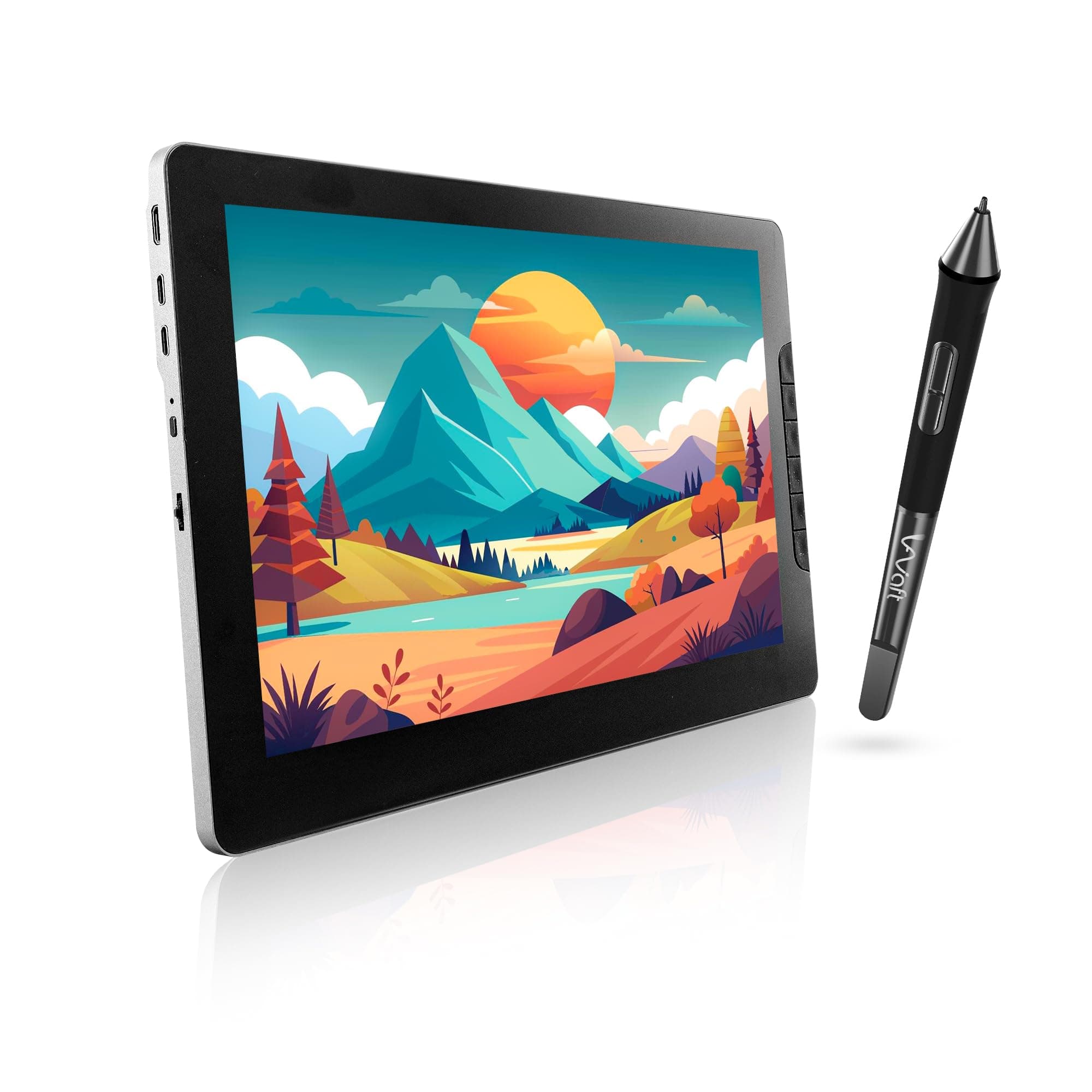 AIWaft Pentab 13.3" FHD Display, 8H Glass, Battery-Free Pen, 8192 Pressure, ±60° Tilt, 266 PPS, HDMI & USB-C – for Digital Writing, Graphic Design, Teaching – Supports Windows, Mac, Android